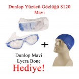 Dunlop Yüzücü Gözlüğü 8120 Mavi + Dunlop Mavi Lycra Bone Hediyeli